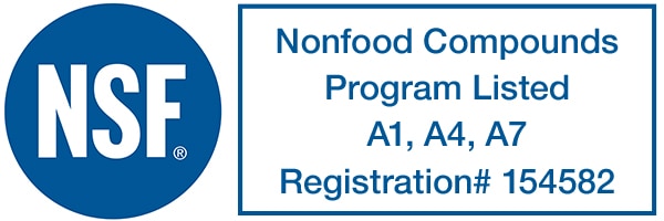 NSF - Nonfood Compounds, Program Listed, A1, A4, A7, Registration# 154582